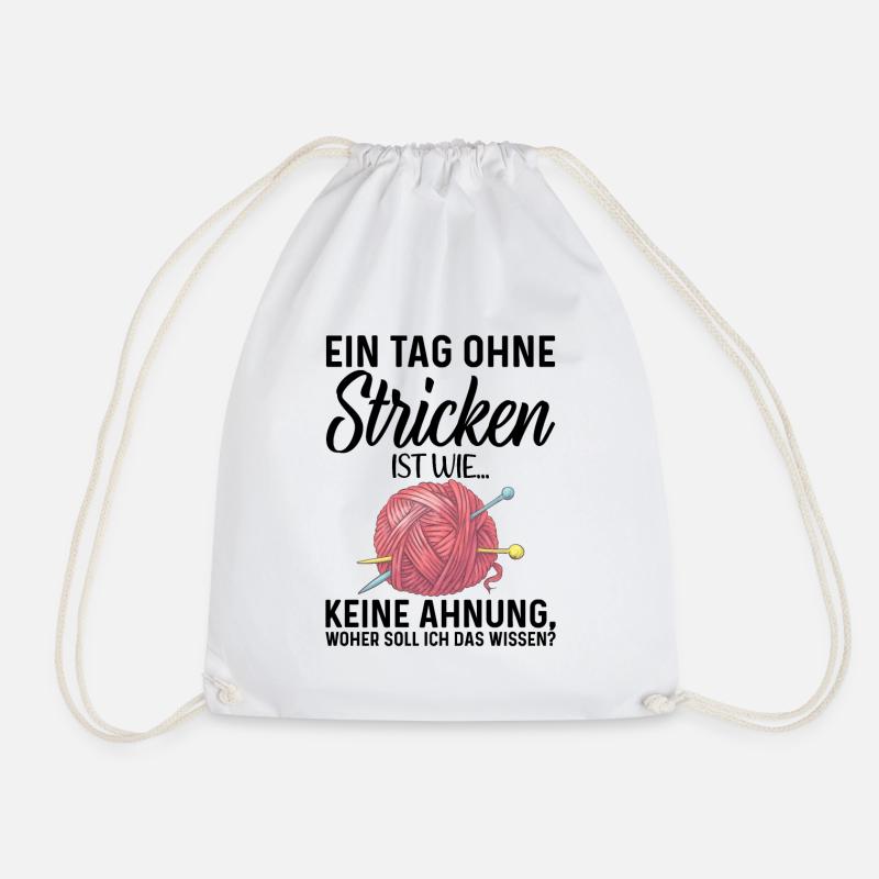 Stricken Strickerin Geschenk - Turnbeutel - Weiß