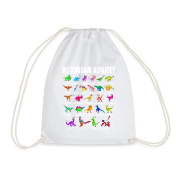 My Dinosaur Alphabet Dino A-Z ABC T-Rex - Drawstring Bag - white - Front