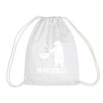 Bear Grills - Bear Grills - Bear grilling or BBQ barbecue - Drawstring Bag - white - Front