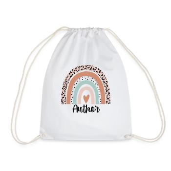 Author Rainbow Leopard Funny Author Appreciation - Drawstring Bag - white - Front