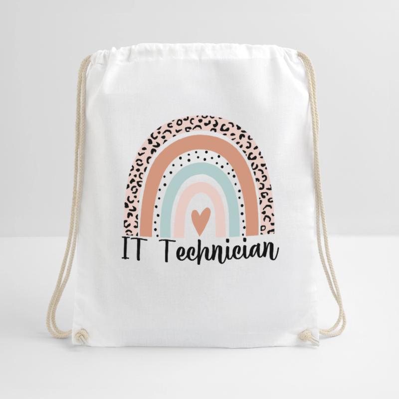 IT Technician Rainbow Leopard Funny IT Technician Drawstring Bag