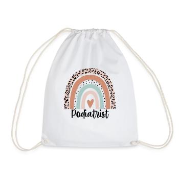 Podiatrist Rainbow Leopard Funny Podiatrist Gift - Drawstring Bag - white - Front