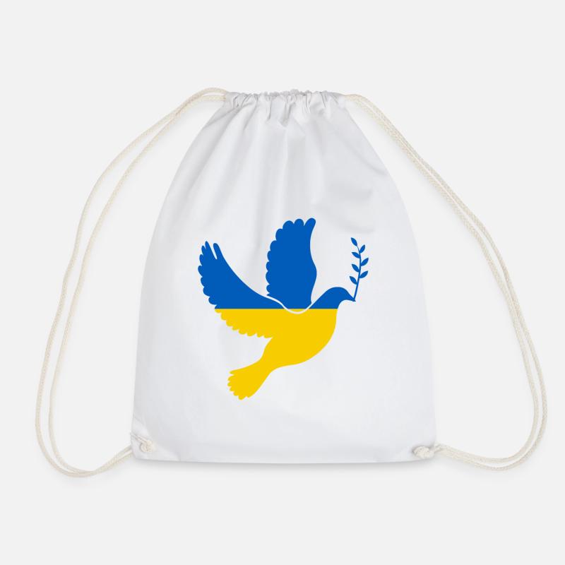 Peace Ukraine Flag Doves Bird Peace Symbol - Drawstring Bag - white