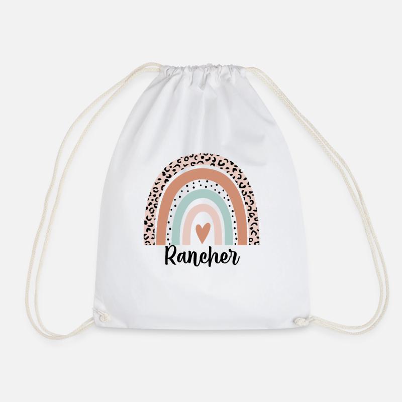 Rancher Regenbogen Leopard Lustiges Rancher Geschenk - Turnbeutel - Weiß