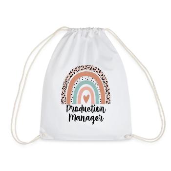 Production Manager Rainbow Leopard Funny Gift - Drawstring Bag - white - Front