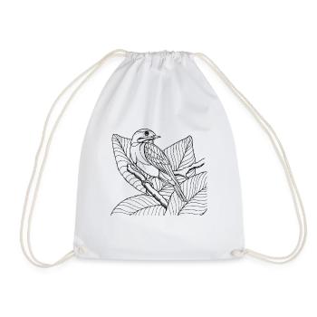 Kids T-Shirt Coloring Bird Design Painting Decoration - Drawstring Bag - white - Front