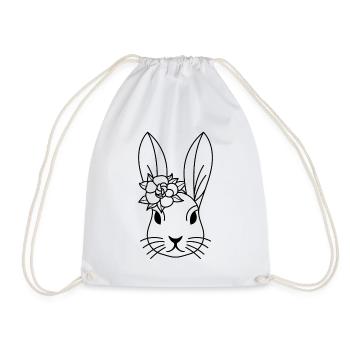 Kids T-Shirt Coloring Rabbit Design Painting Decoration - Drawstring Bag - white - Front