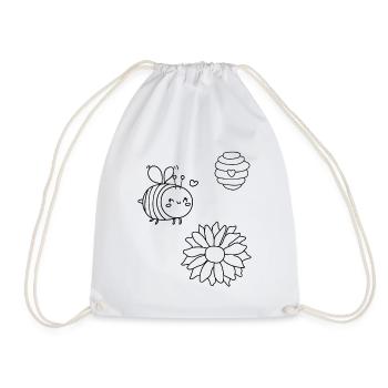Kids T-Shirt Coloring Bee Design Painting Decoration - Drawstring Bag - white - Front