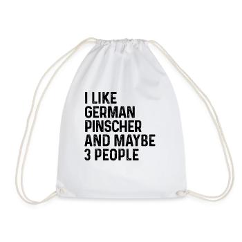 Ich mag deutschen Pinscher und vielleicht einen 3-Personen-Hund - Turnbeutel - Weiß - Vorne