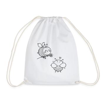 Kids T-Shirt Coloring Bee Design Painting Decoration - Drawstring Bag - white - Front