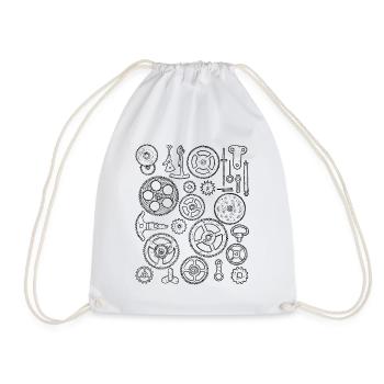 Watch Parts Watch Parts Gear Mechanism Movement - Drawstring Bag - white - Front