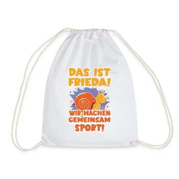 Das ist Frieda Wir machen gemeinsam Sport Joggen - Turnbeutel - Weiß - Vorne