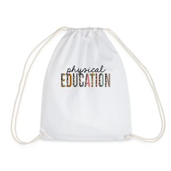 Physical Education Leopard Print Funny - Drawstring Bag - white - Front