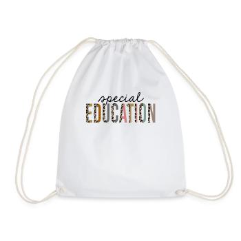 Special education Leopard Print Funny - Drawstring Bag - white - Front