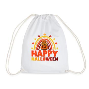 Halloween Regenbogen Happy Hallowen mit Kürbis - Turnbeutel - Weiß - Vorne