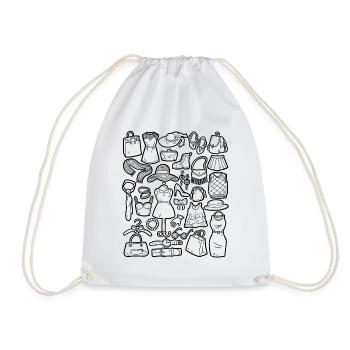 Boutique & Fashion Doodles - Drawstring Bag - white - Front