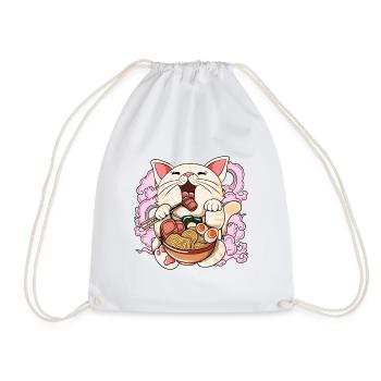 Ramen essende Katze Kawaii Anime Baka japanisches - Turnbeutel - Weiß - Vorne