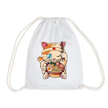 Ramen Eating Cat Kawaii Anime Baka Japonais - Sac de sport léger - blanc - Devant