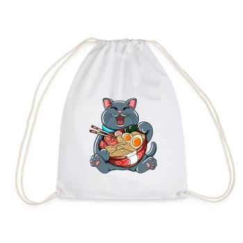 Ramen essende Katze Kawaii Anime Baka japanisches - Turnbeutel - Weiß - Vorne