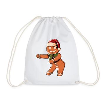 Lebkuchen Weihnachtsmütze Floss Tanz Weihnachten - Turnbeutel - Weiß - Vorne
