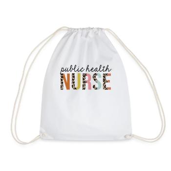 Public-Health Nurse Leopard Print Registered RN - Drawstring Bag - white - Front