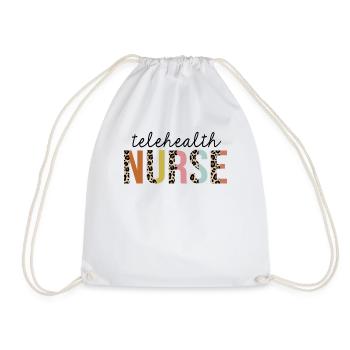 Telehealth Nurse Leopard Print Registered RN - Drawstring Bag - white - Front