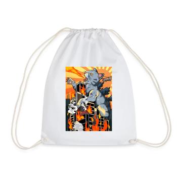 Catzilla Coucher de soleil japonais drôle Japon - Sac de sport léger - blanc - Devant