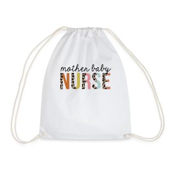 Mother-Baby Nurse Leopard Print Registered RN - Drawstring Bag - white - Front