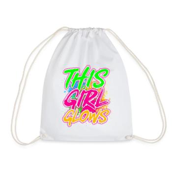 This Girl Glows Party 80er vintage farbenfrohes - Turnbeutel - Weiß - Vorne