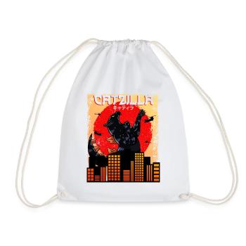 Catzilla Coucher de soleil japonais drôle Japon - Sac de sport léger - blanc - Devant
