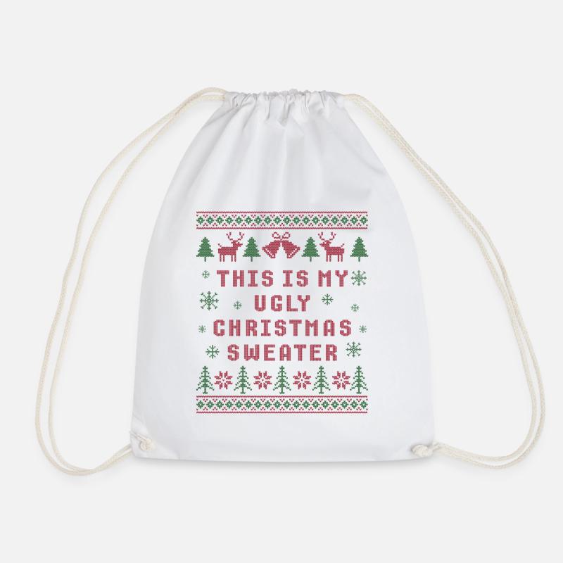 This Is My Ugly Christmas Sweater - Drawstring Bag - white