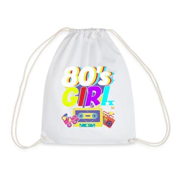 Women 80s girl 80s Themes Party Vintage 1980s - Drawstring Bag - white - Front