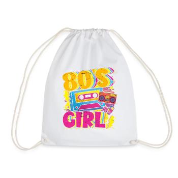 Women 80s girl 80s Themes Party Vintage 1980s - Drawstring Bag - white - Front