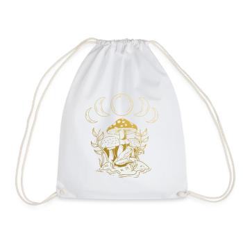 Aesthetic Goblincore and Dark Cottagecore Mushroom - Drawstring Bag - white - Front