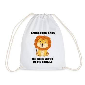 Schulkind 2023 Löwe Deko Einschulung Erstklässler - Turnbeutel - Weiß - Vorne