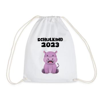 Schulkind 2023 Nilpferd Einschulung Erstklässler - Turnbeutel - Weiß - Vorne
