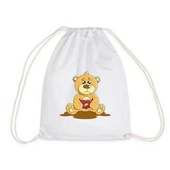 Cute Bear Cuddly Toy Hug Stuffed Animal Love - Drawstring Bag - white - Front