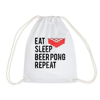 Eat Sleep Beer Pong Repeat Bier Pong Geschenk - Turnbeutel - Weiß - Vorne