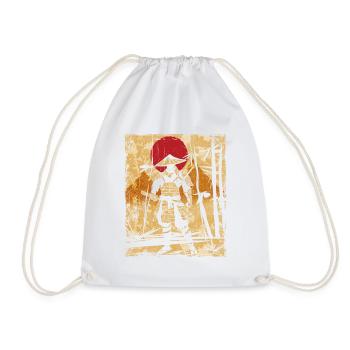 Samurai Japanese Art Vintage Fighter Retro - Drawstring Bag - white - Front
