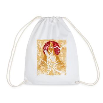 Samurai Japanese Art Vintage Fighter Retro - Drawstring Bag - white - Front