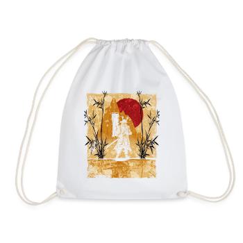 Samurai Japanese Art Vintage Fighter Retro - Drawstring Bag - white - Front