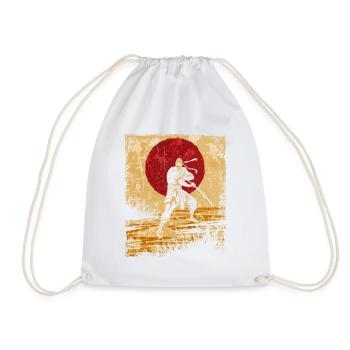 Ninja Japanese Art Vintage Fighter Retro - Drawstring Bag - white - Front