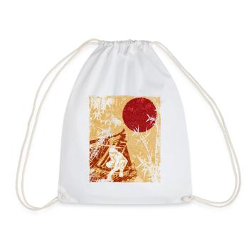 Ninja Japanese Art Vintage Fighter Retro - Drawstring Bag - white - Front