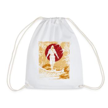 Ninja Japanese Art Vintage Fighter Retro - Drawstring Bag - white - Front