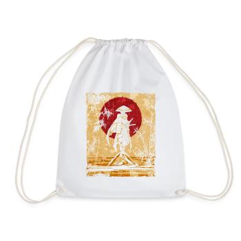 Samurai Japanese Art Vintage Fighter Retro - Drawstring Bag - white - Front