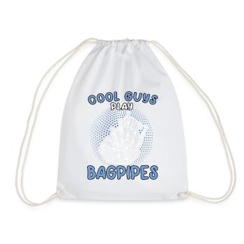 Boys play bagpipes Scottish bagpipe - Drawstring Bag - white - Front