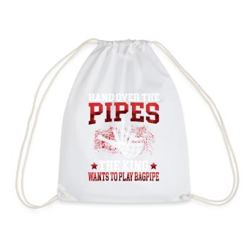 King wants to dudel bagpipes Scottish bagpipe - Drawstring Bag - white - Front