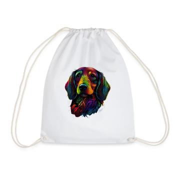 Dachshund colorful dog dog lover - Drawstring Bag - white - Front