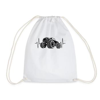 Monster Truck Monster Truck Fans ECG Line Gift - Drawstring Bag - white - Front
