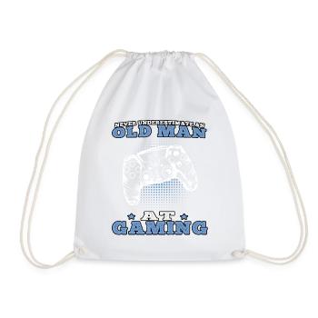 Vieil homme jouer jeux vidéo joueurs joueurs - Sac de sport léger - blanc - Devant